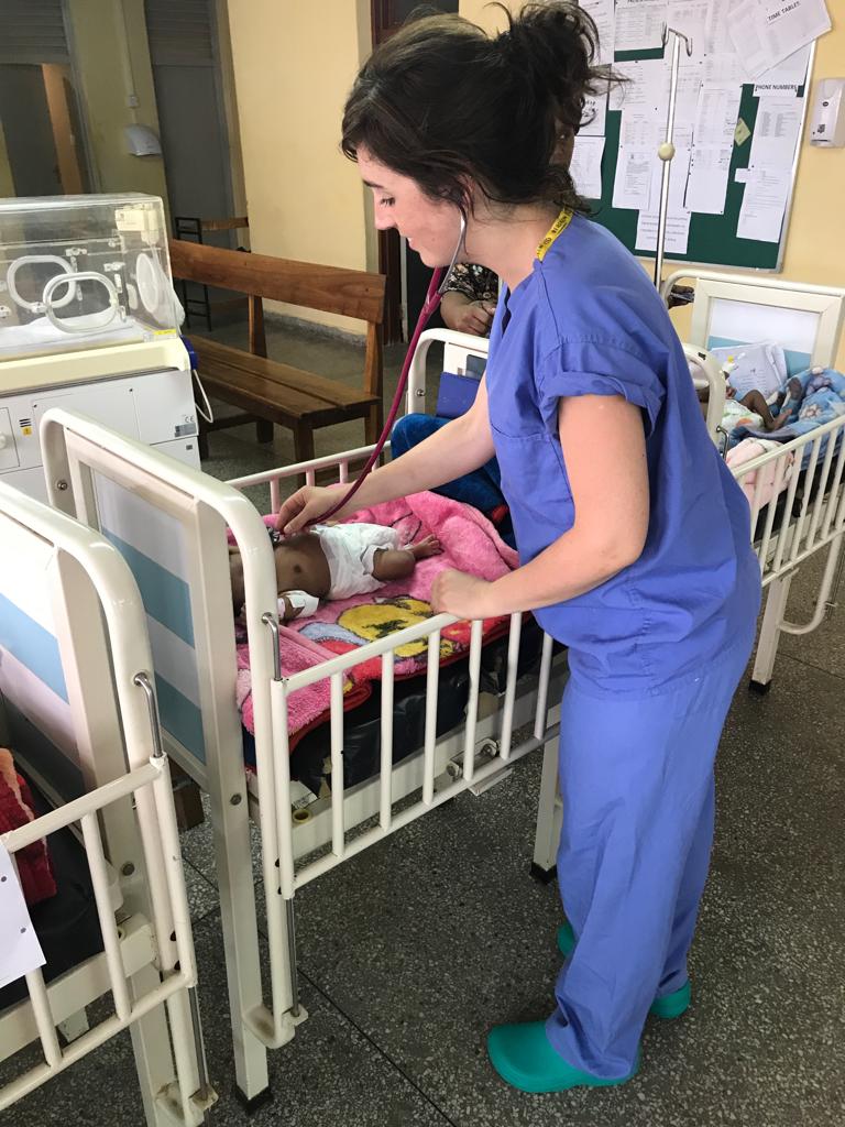 Aoife at the University Teaching Hospital in Lusaka, Zambia