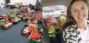Tara Grant from The Terrace delivering food parcels.